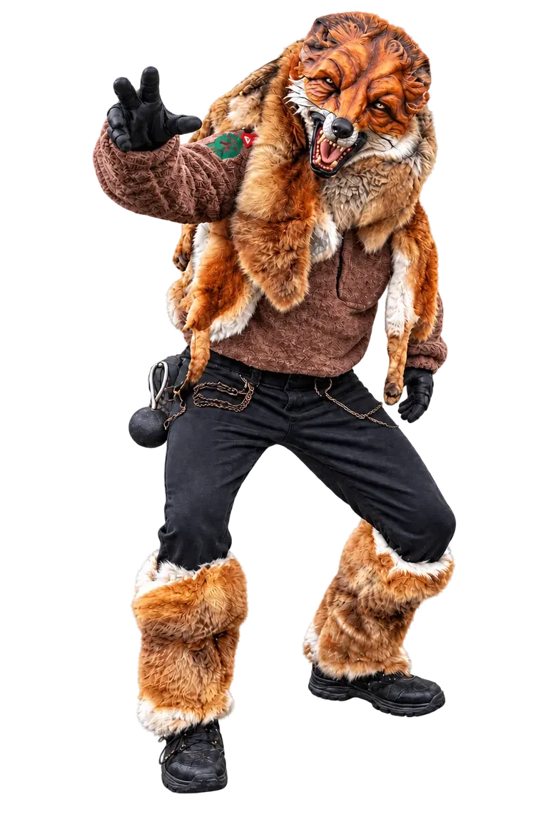 Huzler Fuchs der Dachtler Huzler Hexa in vollständigem Häs.