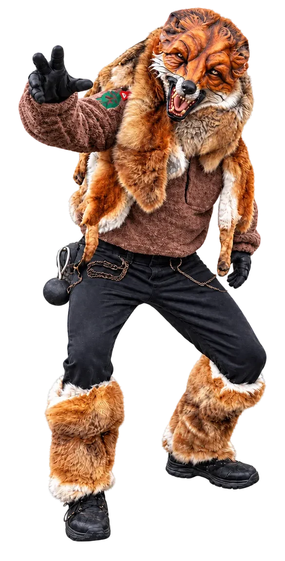 Huzler Fuchs Freigestellte Figur der Huzler Hexa, der jüngste Begleiter der Zunft, der Dachtler Huzler Fuchs.